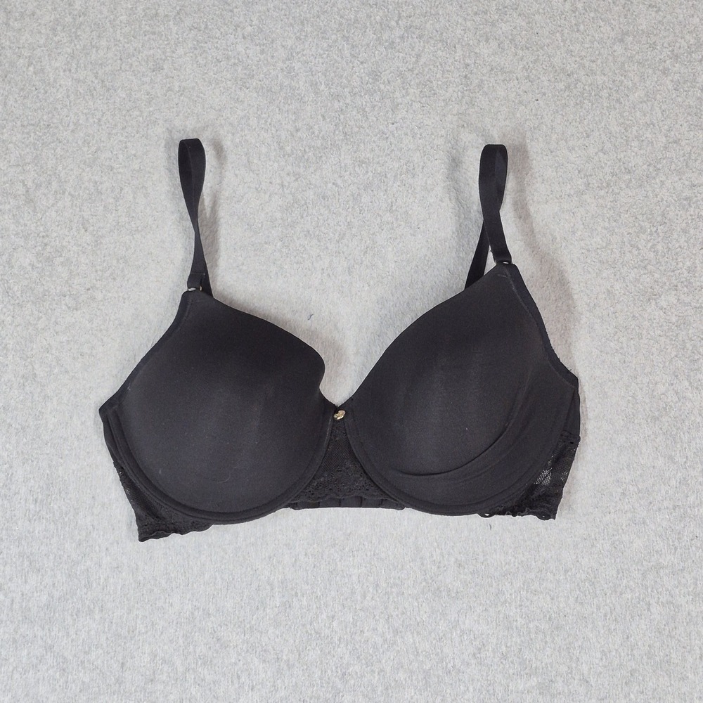 Natori Women Bra 34DD Black Underwired Lace Knit Strap